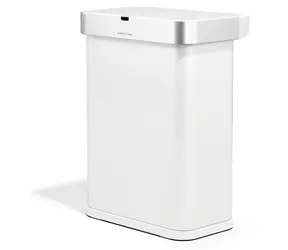 Simplehuman SENSOR biela oceľ / Odpadkový kôš / Bezdotykový / Hlasové a pohybové ovládanie / 58 l