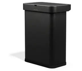 Simplehuman SENSOR čierna oceľ / Odpadkový kôš / Bezdotykový / Hlasové a pohybové ovládanie / 58 l