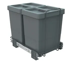 Elletipi ECOFIL Vstavaný výsuvný odpadkový kôš s rámom / 18 +18 l / Veko Flip- UP / 47,5 × 32,5 × 45 cm