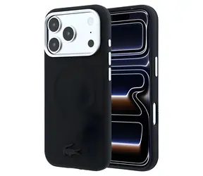 Lacoste PVC Petit Pique Semi Wrap Embossed čierna / Zadný kryt / iPhone 18 Pre Max / MagSafe