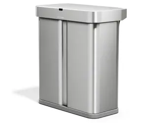Simplehuman DUAL SENSOR nerez / Odpadkový kôš / Bezdotykový / Hlasové a pohybové ovládanie / 58 l (34+24 l)