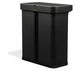 Simplehuman DUAL SENSOR čierny / Odpadkový kôš / Bezdotykový / Hlasové a pohybové ovládanie / 58 l (34+24 l)