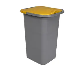BELLI E FORTI Kôš na triedený odpad PREMI šedý, žlté veko / Plast / 24 l / 32 x 29 x 46,5 cm