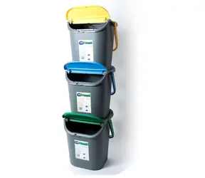 Belli e Forti TOWER sivá / Sada odpadkových košov / na triedený odpad / stohovateľná / 3x 30 l / plast