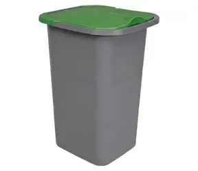 BELLI E FORTI Kôš na triedený odpad PREMI šedý, zelené veko / Plast / 24 l / 32 x 29 x 46,5 cm