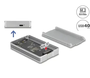 DeLock Externé puzdro M.2 NVMe SSD USB4 40 Gbps / Externé puzdro / M.2 NVMe PCIe SSD / Bez nástrojov