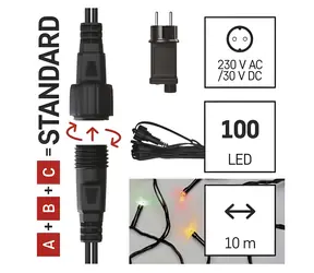 Emos D1AM01 CONNECT / Štartovacia reťaz s napájaním / 100 LED / 10 m / multicolor / IP44