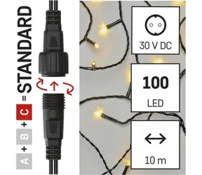 Emos D1AW02 Connect / Svetelná reťaz / 50 LED / 5 m / IP44 / teplá biela