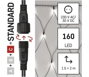 Emos D1DC01 CONNECT / LED svetelná sieť / 160 LED / 1,5 x2 m / IP44 / studená biela
