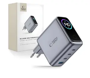 Tech-Protect NC140W-GaN tmavo šedá / Nabíjačka / GaN / 4 porty / PD 140W / QC 3.0