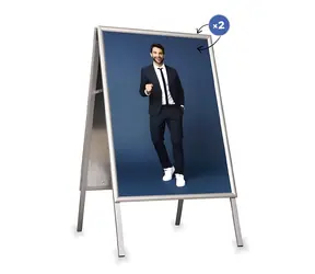 CLASSIC Reklamný A-stojan B2 strieborný / Reklamný stojan / profil 25 mm / formát B2 / kov