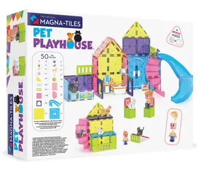 MAGNA-TILES Magnetická stavebnica Pet Playhouse / 50 dielov / 4 figúrky zvierat / od 3 rokov