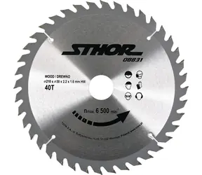 STHOR Kotúč na drevo 210x30 mm 40z / Pílový kotúč na drevo / SK plátky / Šírka rezu 2,2 mm / Otáčky 6500/min