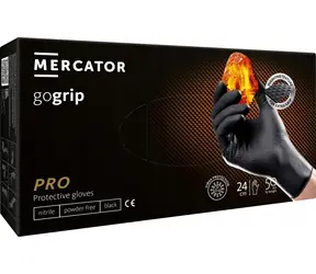 Mercator goGRIP čierne / Pracovné rukavice / Nitril / Veľkosť L / 50 ks