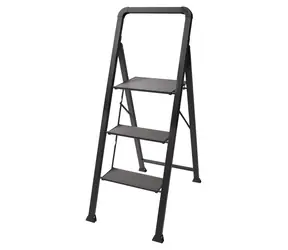 MSV Skladacie oceľové štafle 3 stupne matná čierna / Štafle / Nosnosť 150 kg / 62 x 42,5 x 108 cm