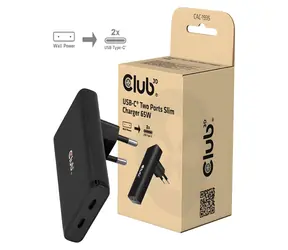 Club3D CAC-1935 čierna / Nabíjačka / GaN / 2x USB-C / 65 W / PD 3.1 / PPS