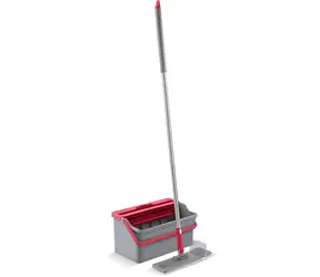 LAMART LT8064 červený / Upratovací set / Plochý mop / 8 l / Nerezová tyč 120 cm