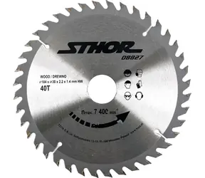 STHOR Pílový kotúč na drevo 184x30 mm 40z / Pílový kotúč na drevo / SK plátky / Priemer 184x30 mm / Počet zubov 40