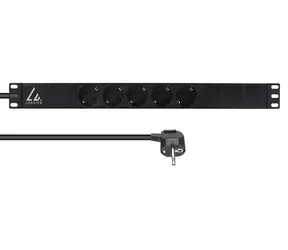 Lanview Rozvodný panel 19" 5x Schuko čierny / Rozvodný panel / 1U / 16 A / 3 m