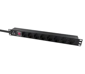 Lanview Rozvodný panel 19" 1U 8x Schuko / Rozvodný panel / 16 A / C14 / 2 m kábel / čierna
