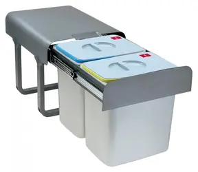 Kôš na triedený odpad Eco Easy 45 sivý / Kôš na triedený odpad / 2 koše / 30 l / pozinkovaná oceľ