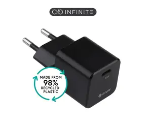 eSTUFF INFINITE čierna / USB nabíjačka / USB-C / 30 W / GaN / rýchle nabíjanie