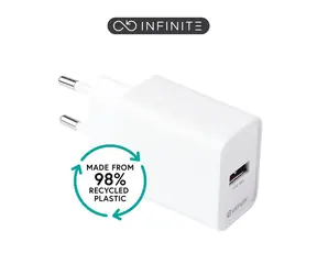 eSTUFF INFINITE biela / USB nabíjačka / 1x USB-A / 18 W / QC3.0 / GRS recyklovaný plast