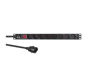Lanview Rozvodný panel pre rack 19" / Rozvodný panel / 1U / 8x Schuko / 16 A / 2 m