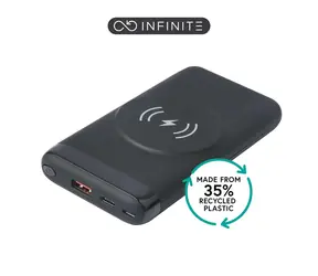 eSTUFF INFINITE čierna / Powerbanka / 10.000 mAh / PD 20 W / Bezdrôtové nabíjanie 10 W / USB-C