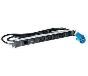 Lanview PDU rozvodný panel 10x C13 čierny / Rozvodný panel / 19 "/ 1U / 16A / 3M / AMP meter