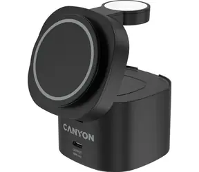 Canyon Bezdrôtová nabíjačka 4v1 30W čierna / Bezdrôtová nabíjačka / pre 4 zariadenia súčasne / kábel 1m