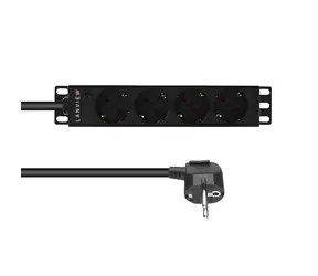 Lanview PDU 10" čierna / Zásuvková lišta do racku / 1U / 4X Schuko / 13 A / 2 m