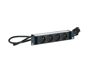 Lanview 10" rozvodný panel so 4 zásuvkami čierny / Rozvodný panel / 1U / 2 m kábel / 3500 W