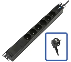Lanview TUPS045 čierna / Zásuvkový panel PDU / 19" / 1U / 6 zásuviek / 4000 W / LED