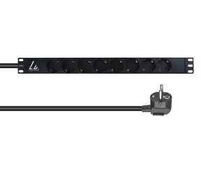 Lanview rozvodný panel 19" 8x Schuko / Rozvodný panel / 1U / 16 A / 230 V / 3 m / čierna