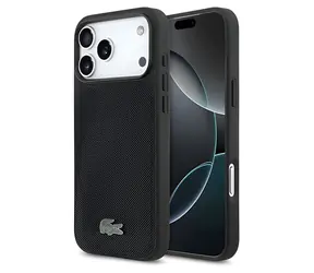 Lacoste Iconic Petit Pique Metal Logo čierna / Kryt pre iPhone 18 Pre Max / MagSafe / PVC