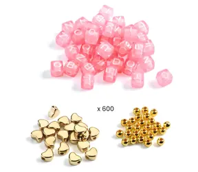 DJECO Korálky Písmená zlaté / 1000 korálikov / Elastická šnúrka a ihla