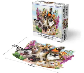 Prime 3D Drevené puzzle Selfie so zvieratkami / 200 dielikov / od 4 rokov