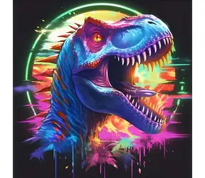 Norimpex Diamantové maľovanie Neónový T-Rex / 30x40 cm