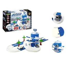 Wader Autodráha s garážou Kid Cars 3D Polícia / Plast / 3,8 m / 3 autíčka / od 3 rokov