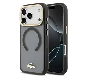Lacoste IML Shockproof Petit Pique Gold Logo čierna / Kryt / MagSafe / iPhone 18 Pro