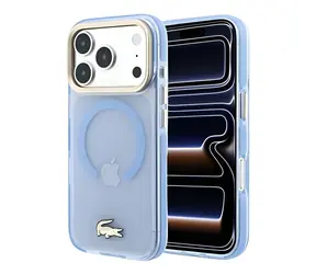 Lacoste IML Shockproof Petit Pique Gold Logo modrá / Kryt / MagSafe / iPhone 18 Pre Max
