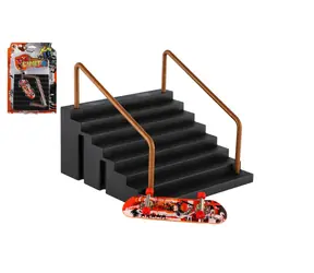 TEDDIES Prstový skateboard so schodíkmi a zábradlím / Hračka na prsty / plast / 9 cm / od 3 rokov