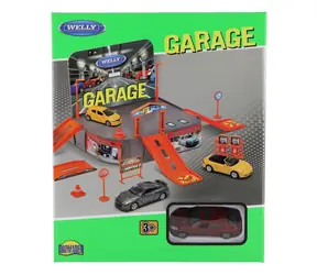 Dromader Garáž s autom Welly Porsche / Kov / plast / 21 × 25 × 5,5 cm / od 3 rokov