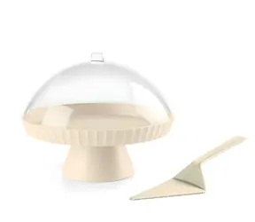 BlimPlus Alzata Agora brown sugar / Tortový podnos s poklopom / O 30 cm / bez BPA