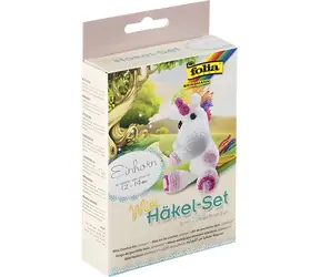 FOLIA 23910 Sada na háčkovanie Jednorožec mini / Kreatívna sada / od 8 rokov / cca 12-14 cm