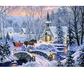 Norimpex Diamantové maľovanie Vianočná vychádzka kočom / 30x40 cm
