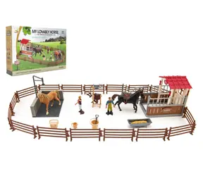 TEDDIES Ohrada pre kone s 2 koňmi a ošetrovateľmi / Herný set / Plast / od 3 rokov