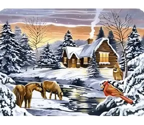 Norimpex Diamantové maľovanie Dom pri potoku / 30x40 cm