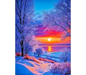 Norimpex Diamantové maľovanie Zimný západ slnka / 30x40 cm